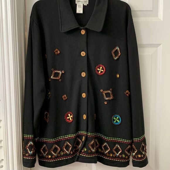 Coldwater Creek Size XL vintage jacket black with beaded detail. - Picture 1 of 11